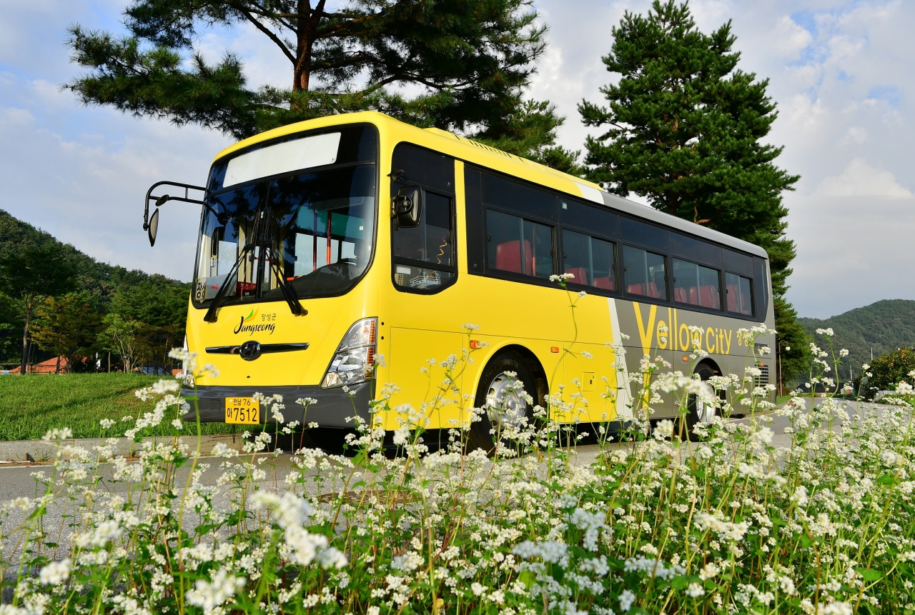 '옐로우시티 장성' 이미지로 디자인 된 농촌버스.
